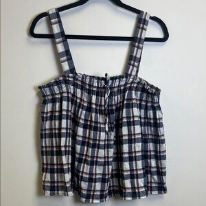 Easel Large Women’s Stylish Plaid Crop Top with Straps